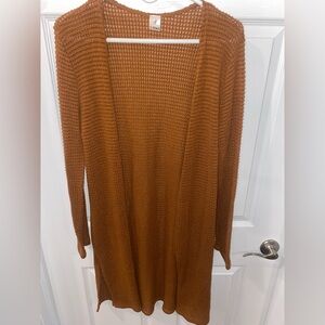 Rusted Orange Open-Front Cardigan